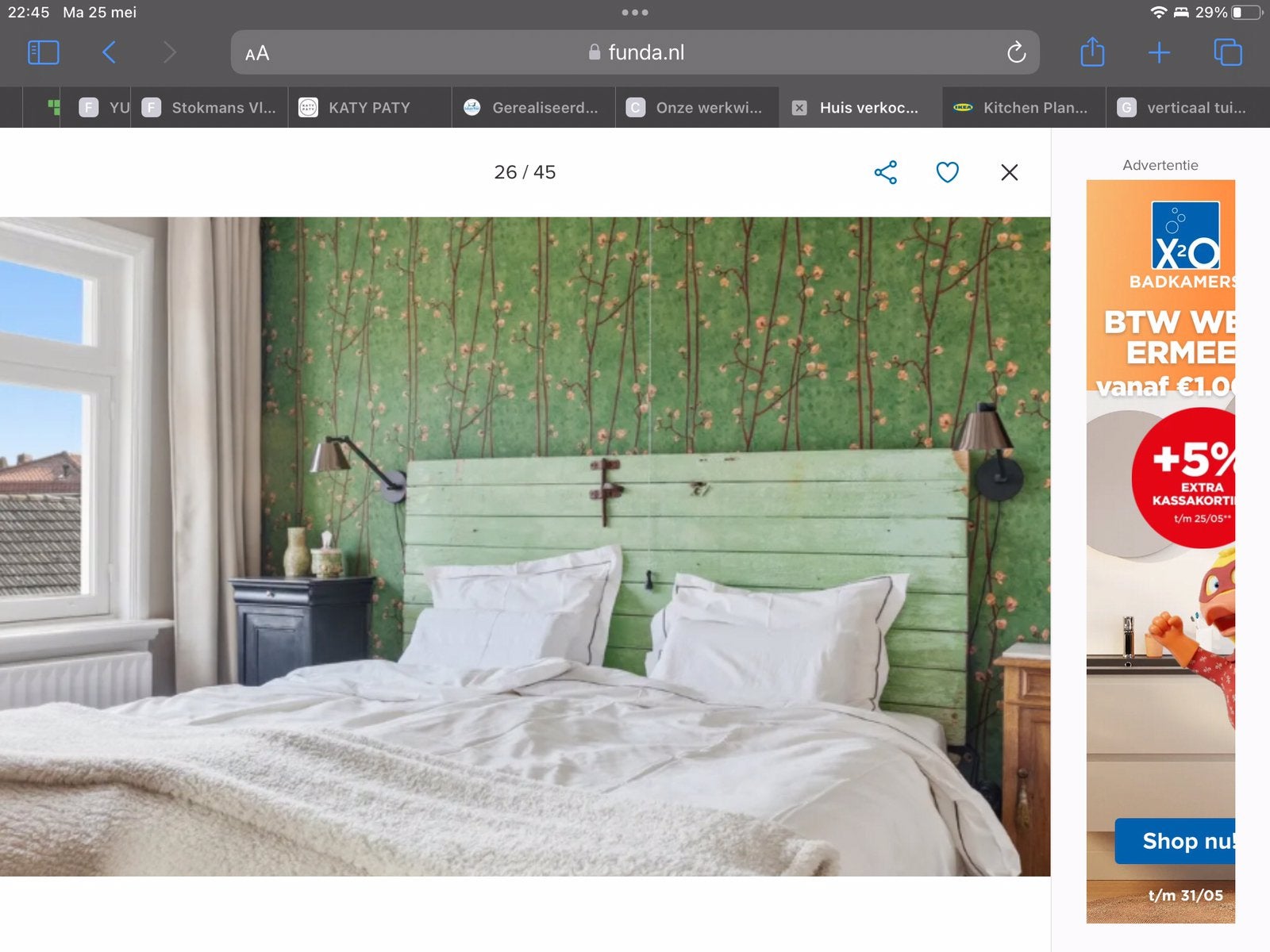 Uniek houten hoofdeinde voor tweepersoonsbed, Huis en Inrichting, Ophalen, Gebruikt, Landelijk, vintage, Tweepersoons