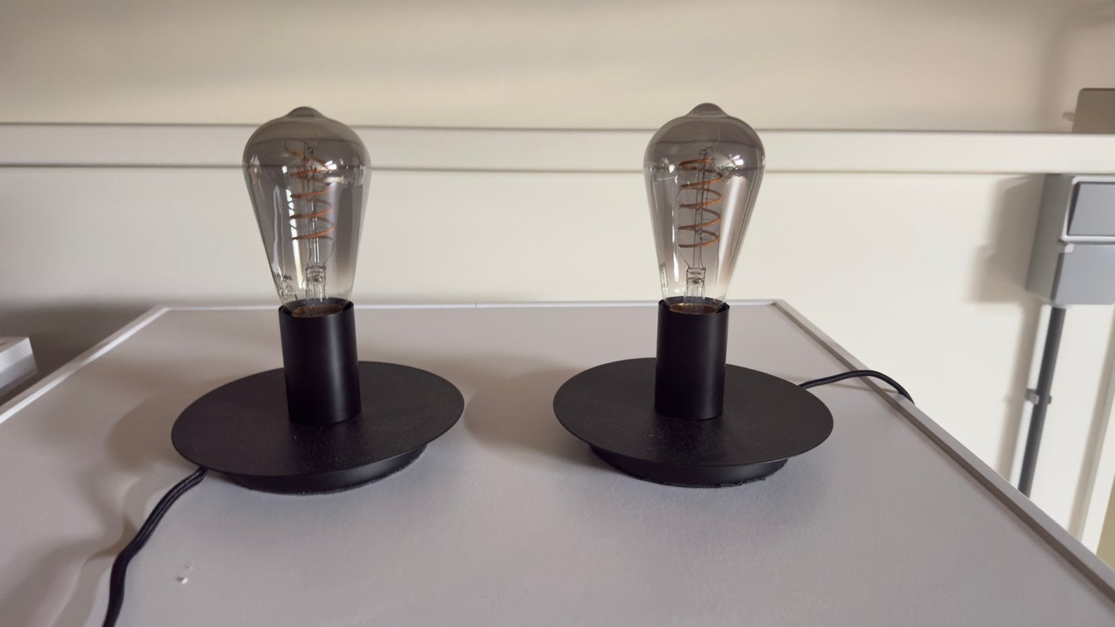 Set van 2 industriële nachtkastlampjes met lampen, Ophalen, Nachtlamp, E27 (groot), Zo goed als nieuw