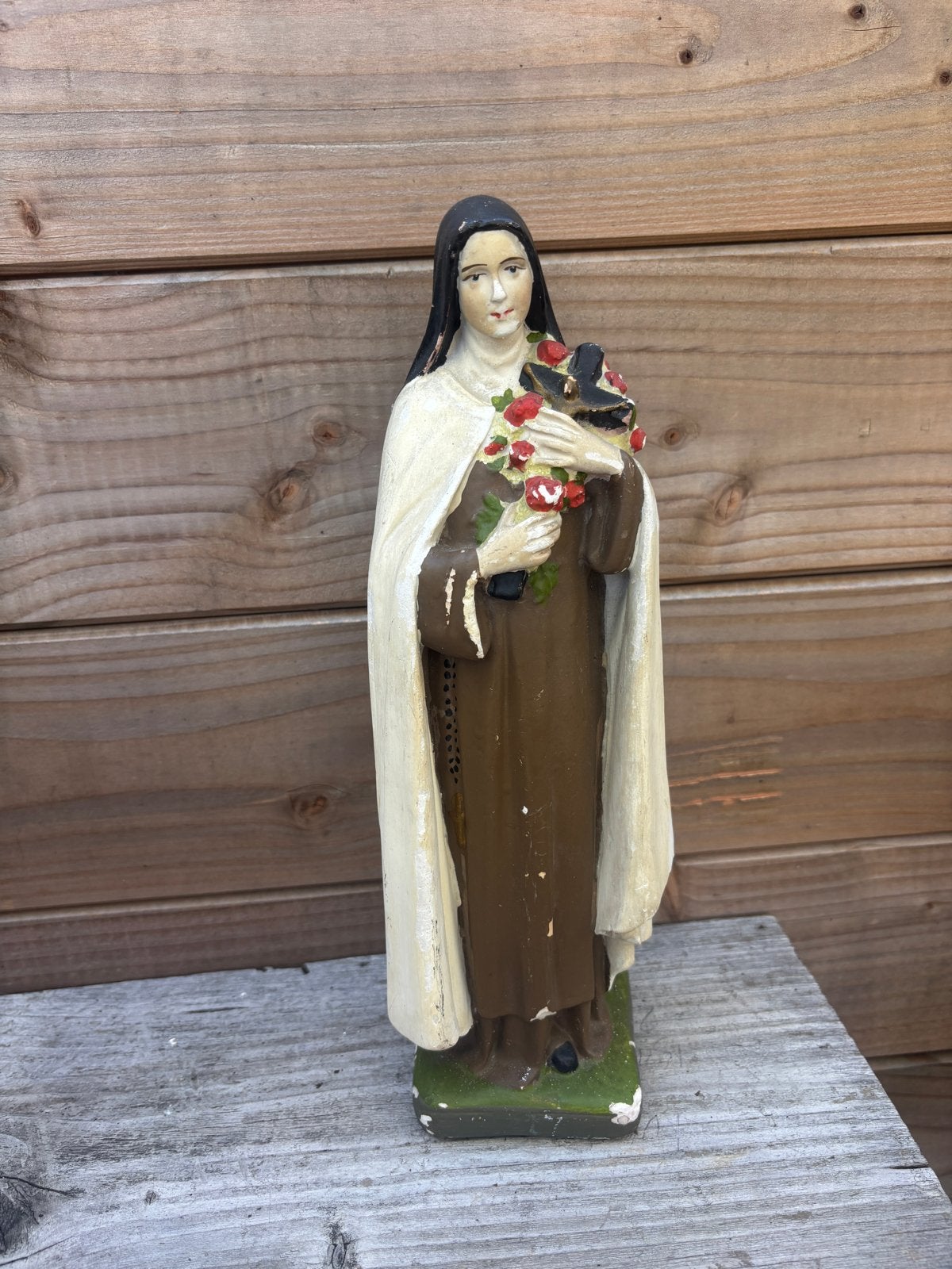 Vintage Beeld Heilige Theresia van Lisieux met rozen, Antiek en Kunst, Ophalen of Verzenden