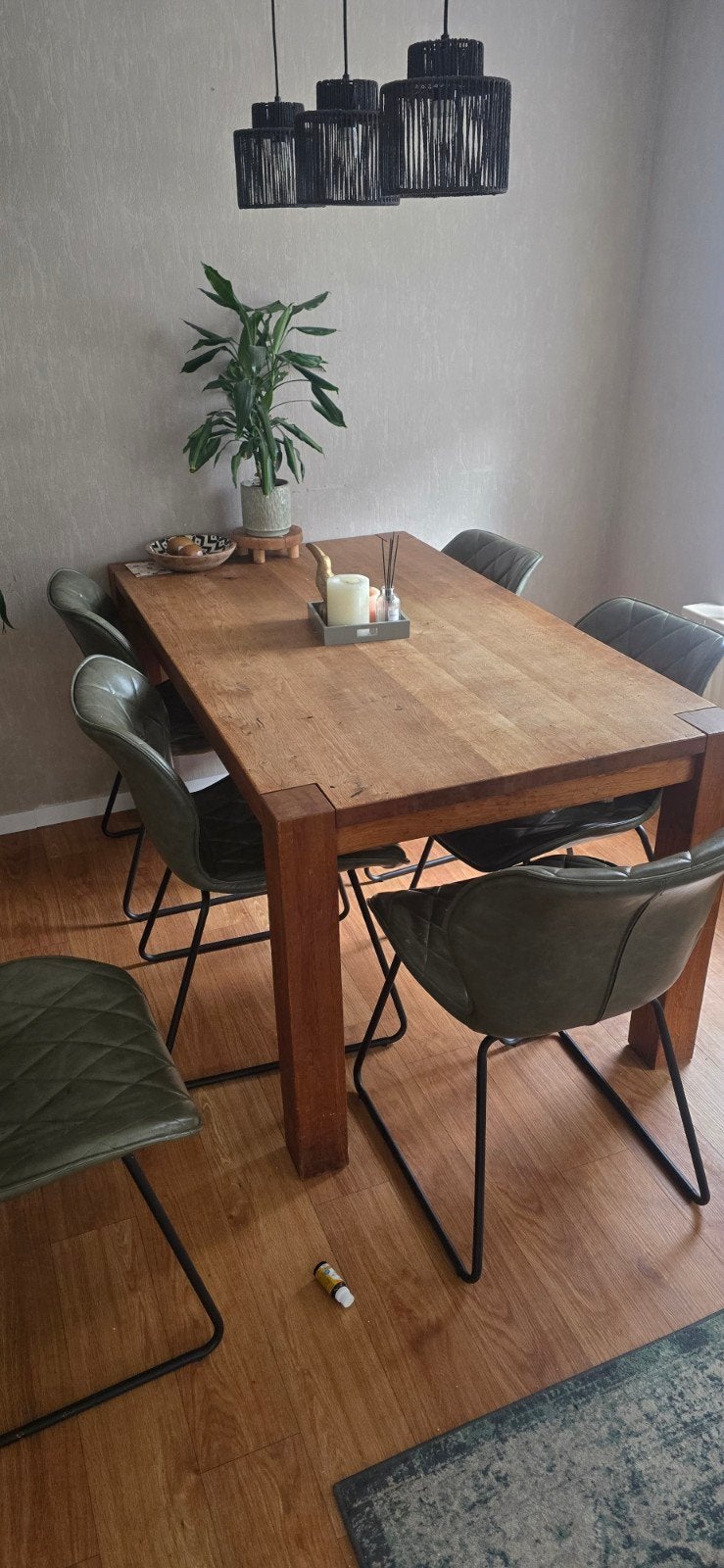 6 groene eetkamerstoelen, Ophalen, Kunststof, Gebruikt, Overige kleuren