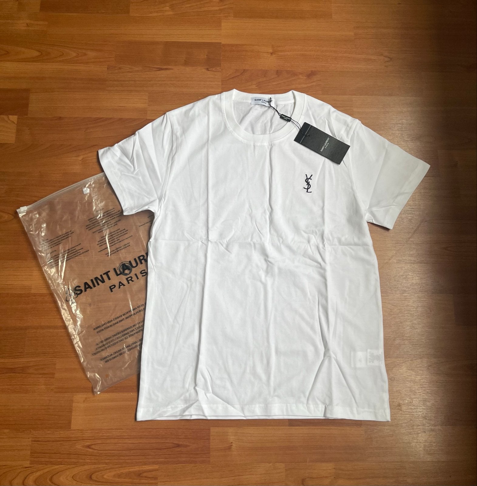 Saint Laurent Paris T-shirt Wit Maat L Nieuw, Ophalen of Verzenden, Nieuw, Maat 52/54 (L), Wit