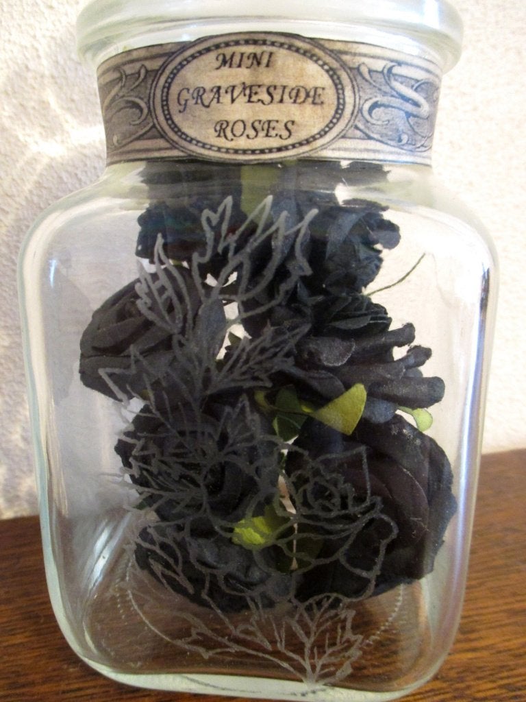 deco gif-pot met zwarte roosjes, vintage apotheek escaperoom, Ophalen of Verzenden, Nieuw