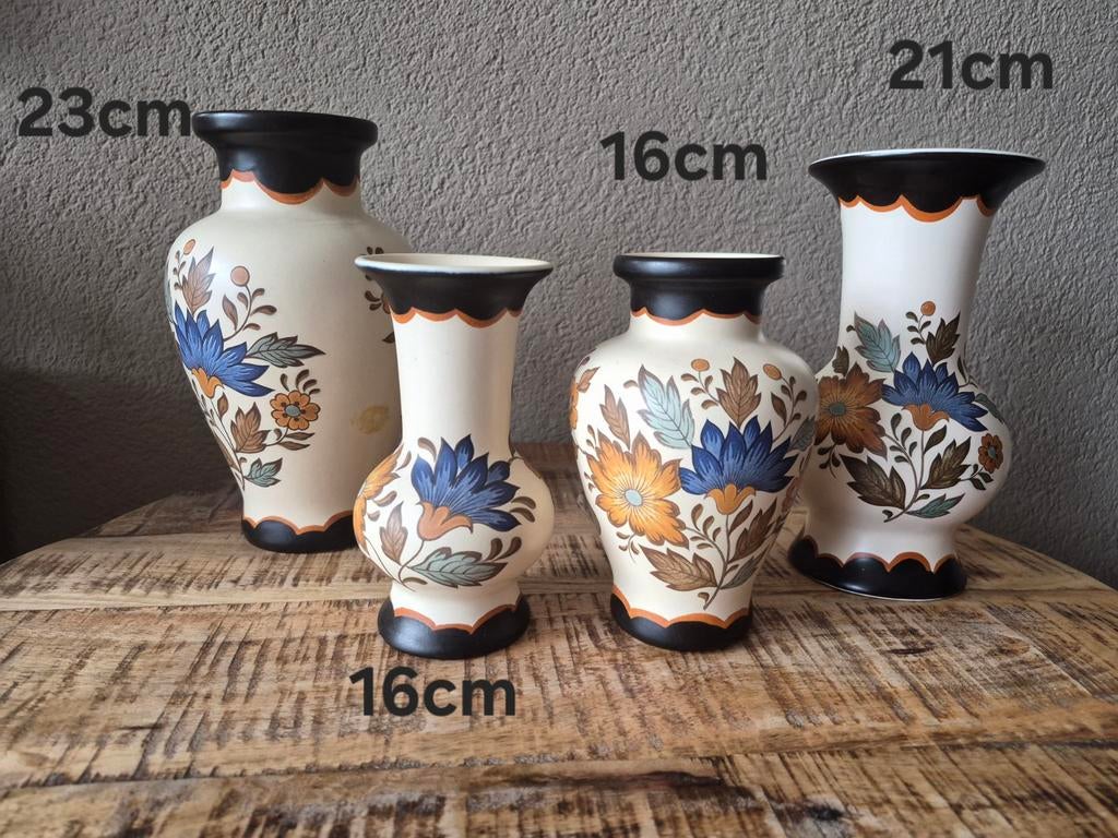 Mooie Plateel vazen set - Flora Gouda Holland Handwerk, Antiek en Kunst, Antiek | Vazen, Ophalen