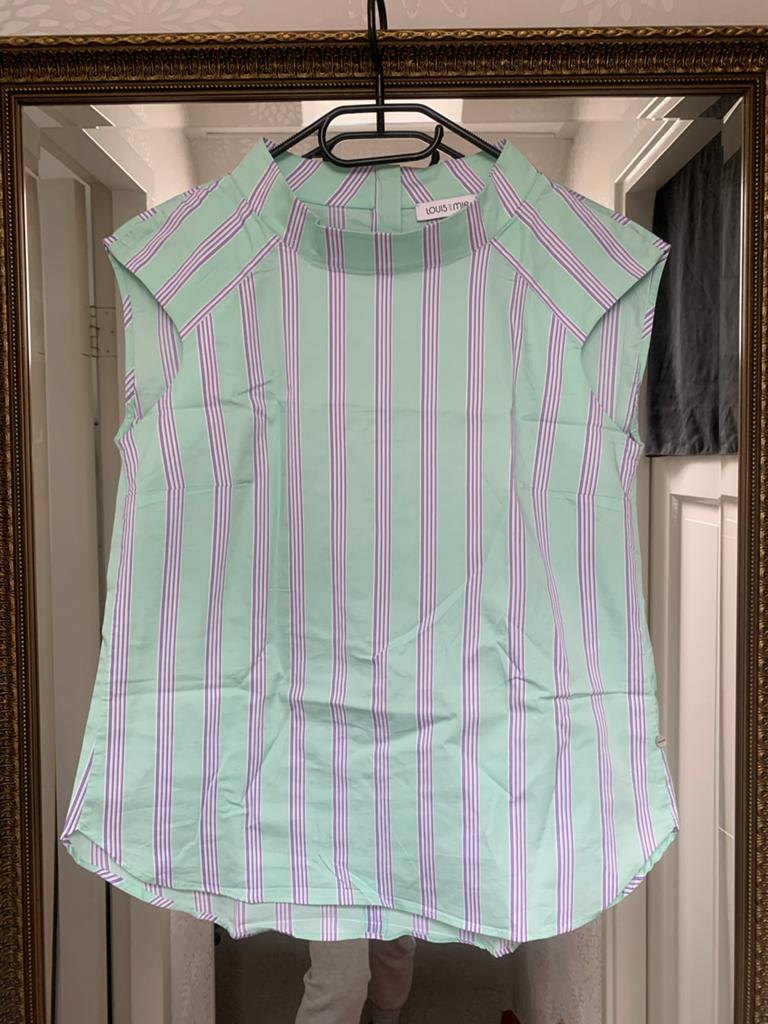 Louis Mia Mouwloze Top Blouse Mint Lila Wit Maat L 40, Ophalen of Verzenden, Zo goed als nieuw, Maat 42/44 (L), Groen