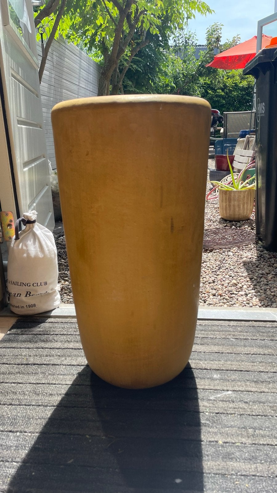 Grote gele bloempot - 53 x 27.5 cm, Overige materialen, Gebruikt, Rond, Binnen