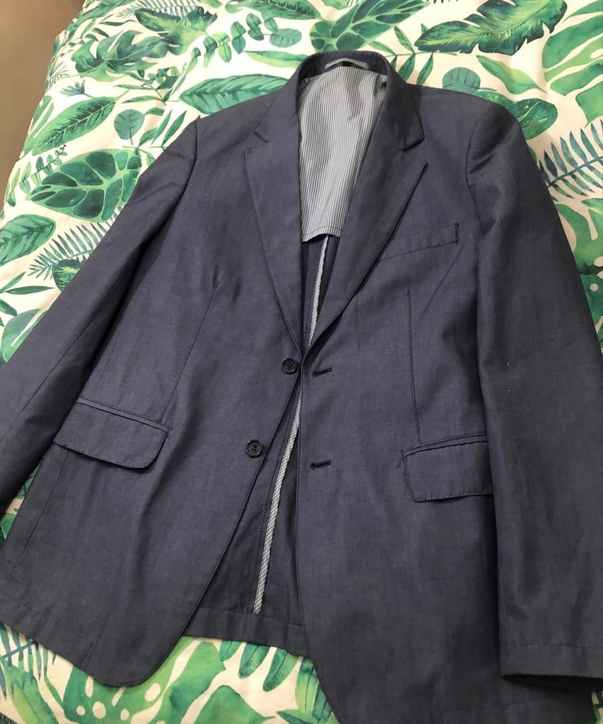 ZGAN blauw blazer/ jasje LIV Collection 100% Linnen Mt 52, Kleding | Heren, Ophalen of Verzenden, Zo goed als nieuw, Maat 52/54 (L)