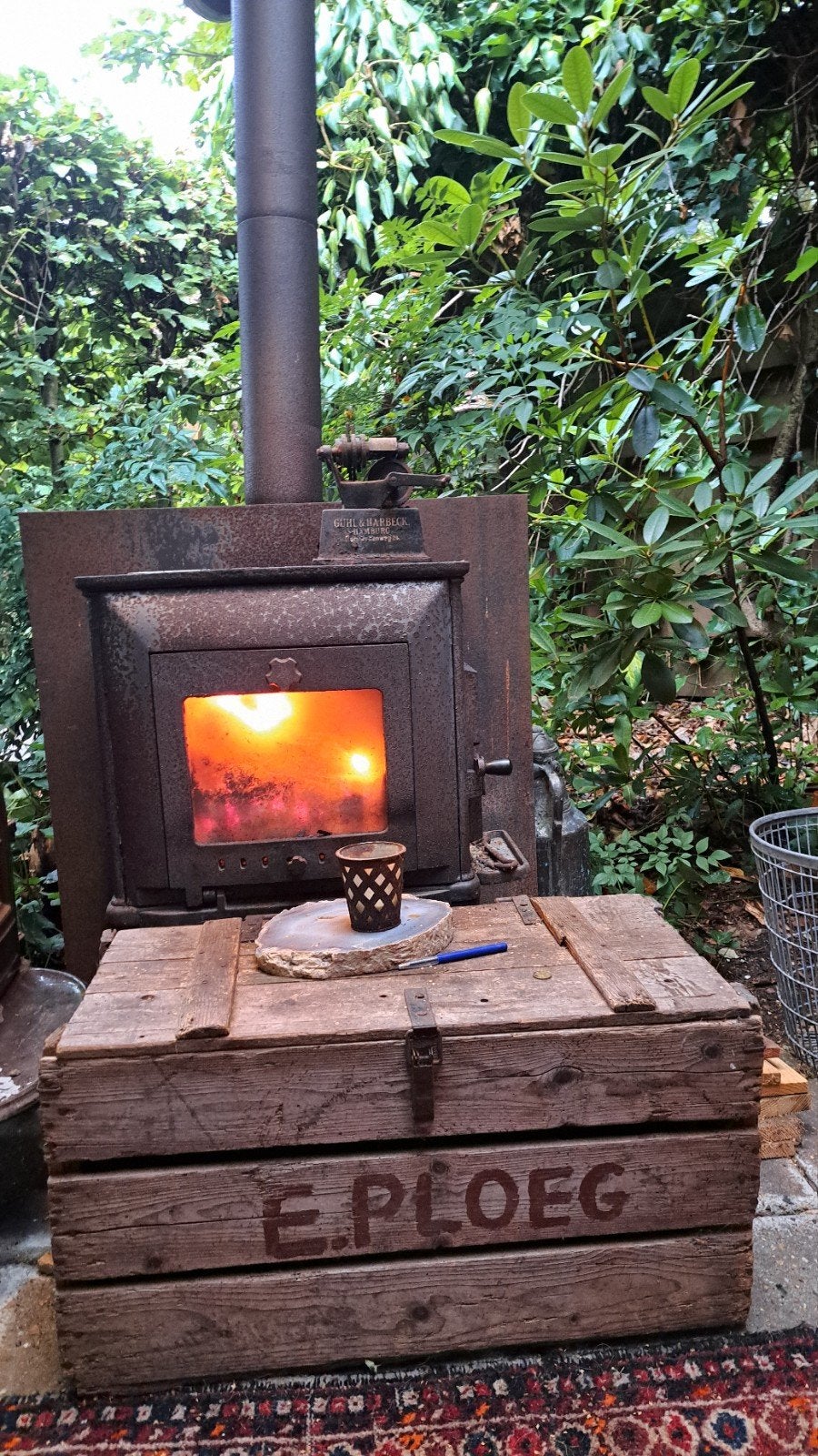 houtkachel buitenkachel, Tuin en Terras, Ophalen, Gebruikt