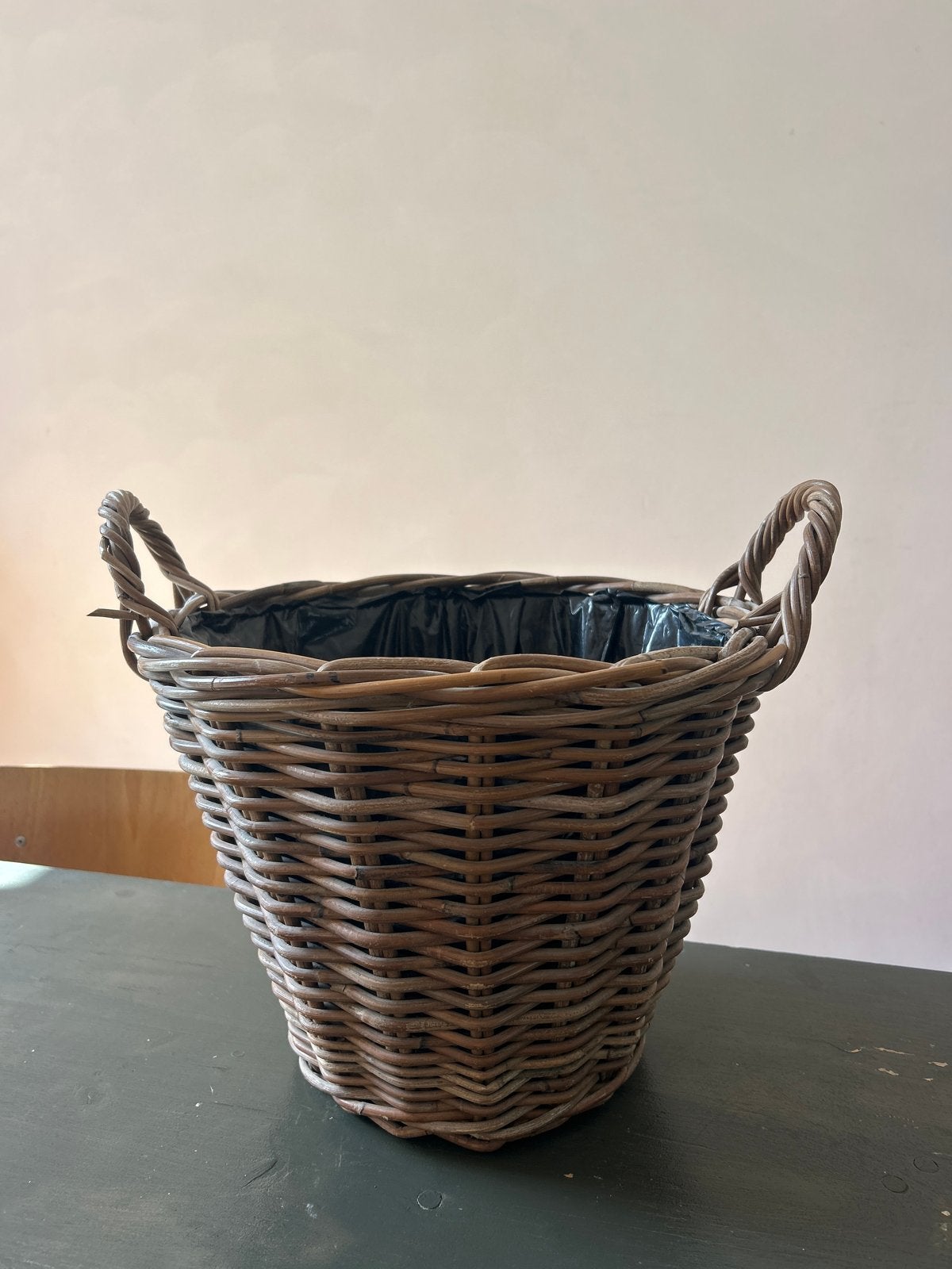 Rotan mand met handvatten, Ophalen, Gevlochten, Mand, Rond