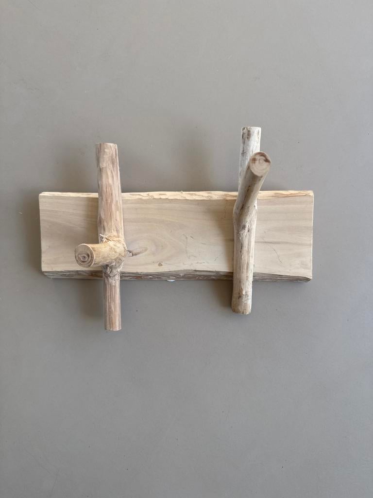Houten wandkapstok met 2 haken - Nieuw, Nieuw, Minder dan 100 cm, Hout, Ophalen