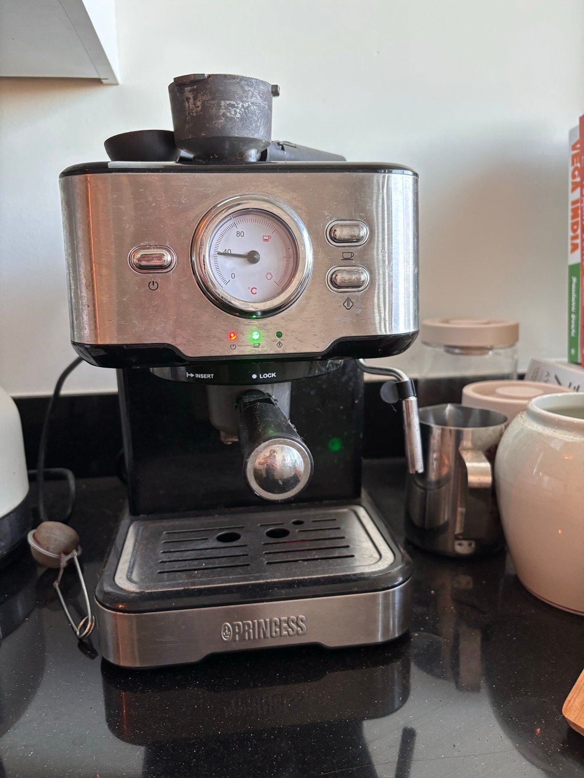 Princess Espressomachine, Witgoed en Apparatuur, Koffiezetapparaten, Espresso apparaat, Gemalen koffie, Zo goed als nieuw, 1 kopje