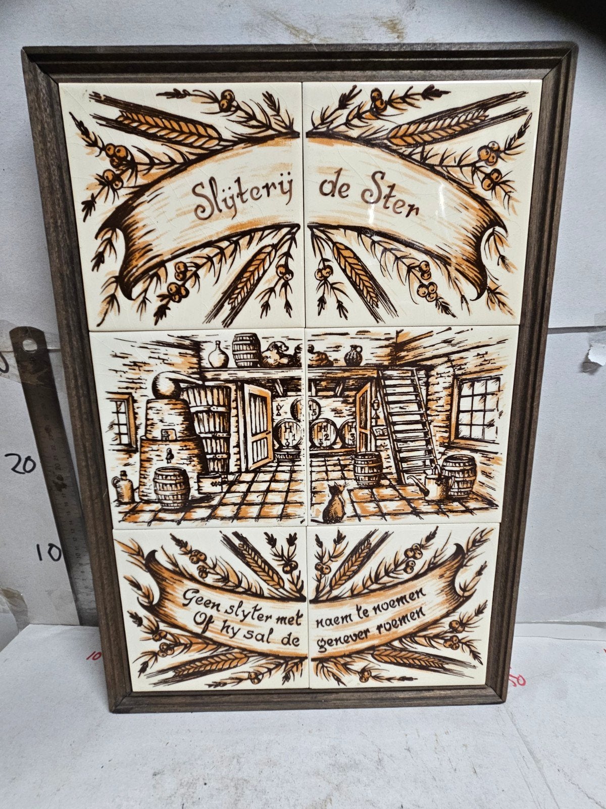 Royal Brinkman Tegeltableau "Slijterij de Ster", Antiek en Kunst, Antiek | Wandborden en Tegels, Ophalen of Verzenden