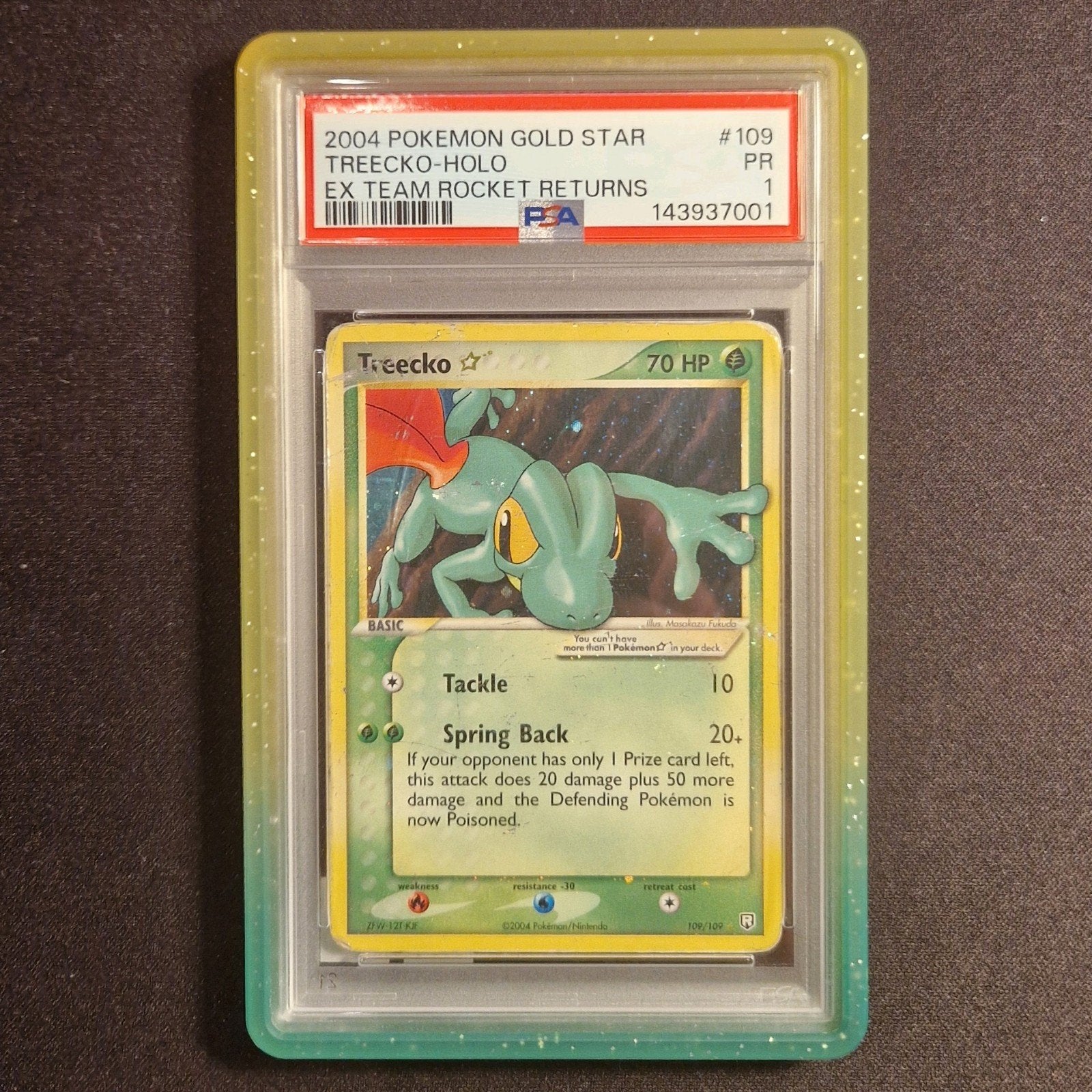Pokemon Gold star Treecko EX team rocket returns PSA 1, Ophalen of Verzenden, Gebruikt, Losse kaart, Foil