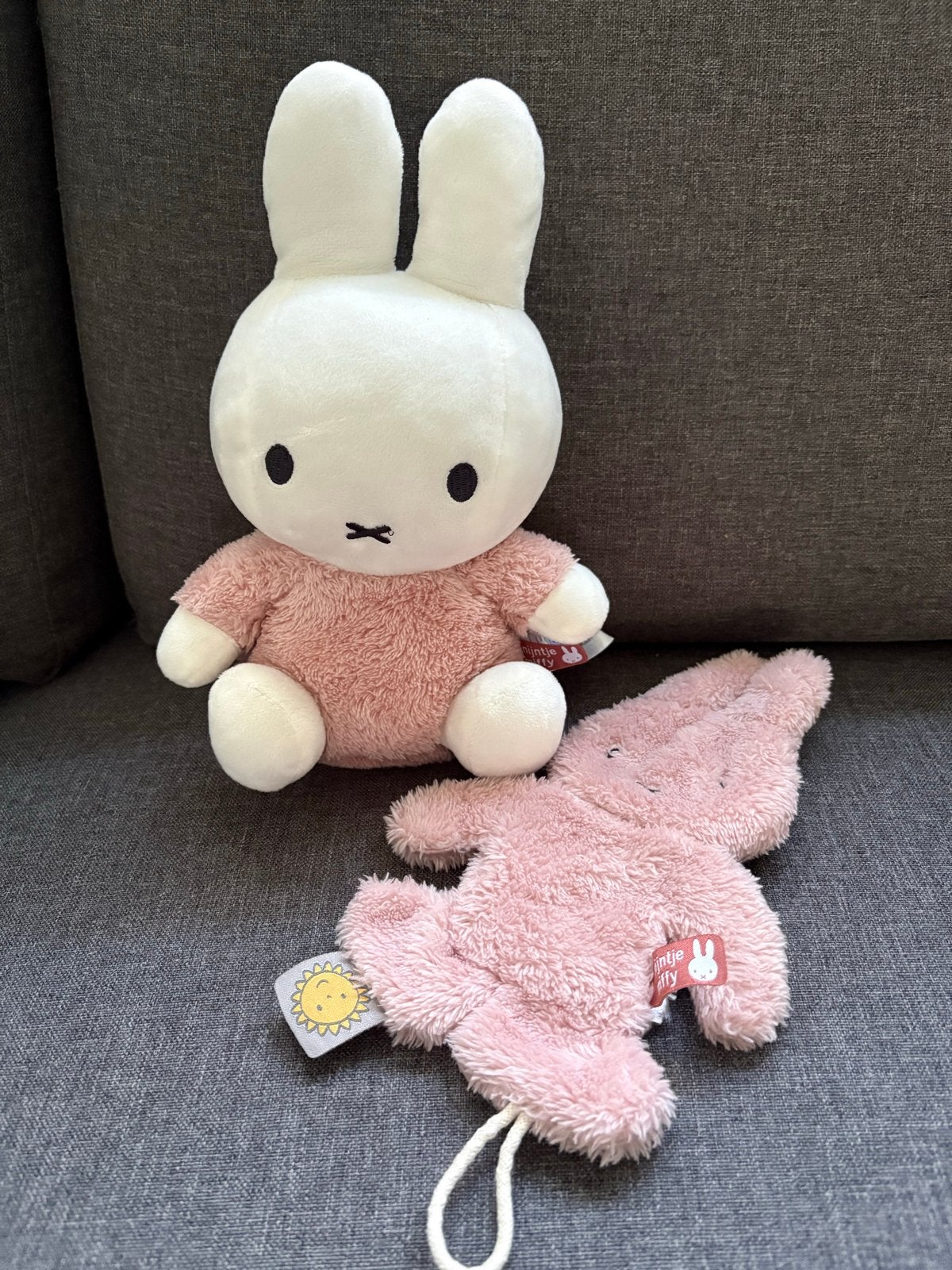 Nijntje knuffel en knuffeldoekje roze, Met geluid, Konijn, Nijntje, Ophalen of Verzenden