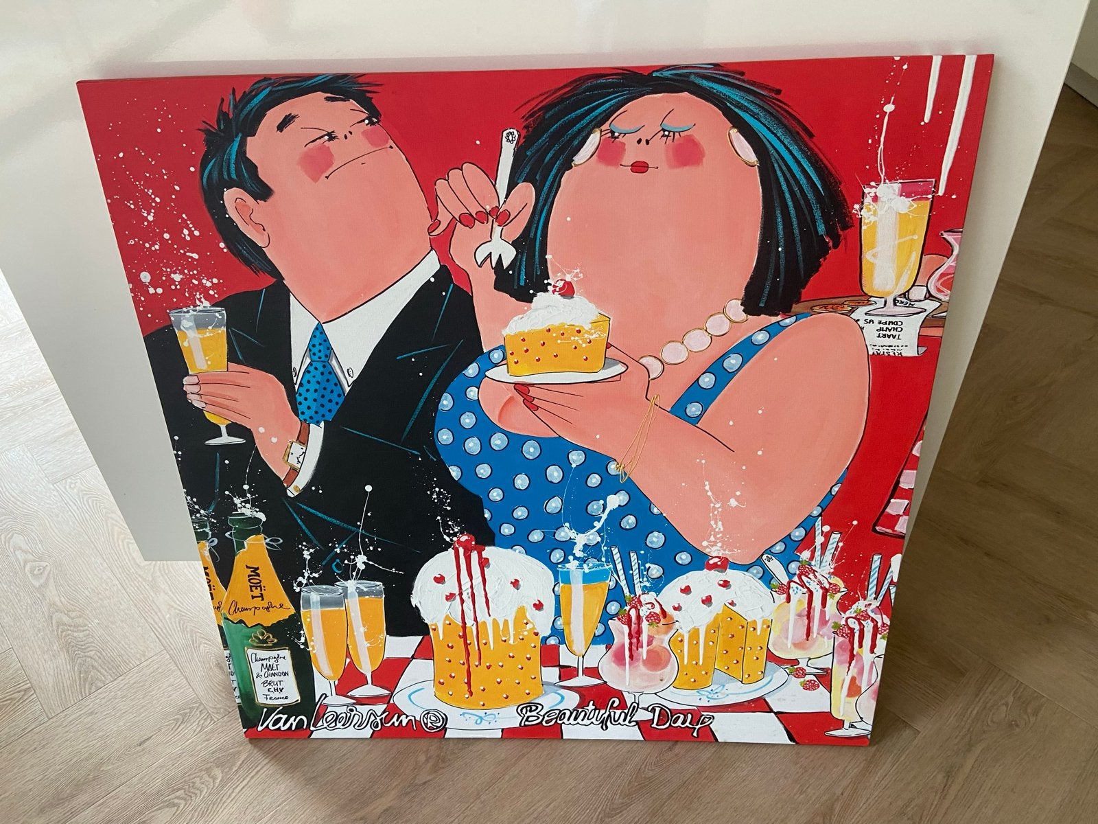 Modern schilderij 'Beautiful Day' van Van Leersum, Ophalen, Handgeschilderd, Textiel, Figuren