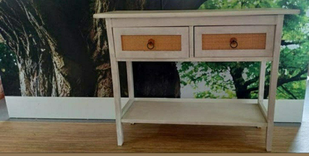 Wandkastje,Landelijk,Wit,2 laden,Brocante,plank,Kastje,Hout, Ophalen, Met plank(en), Zo goed als nieuw, Minder dan 150 cm