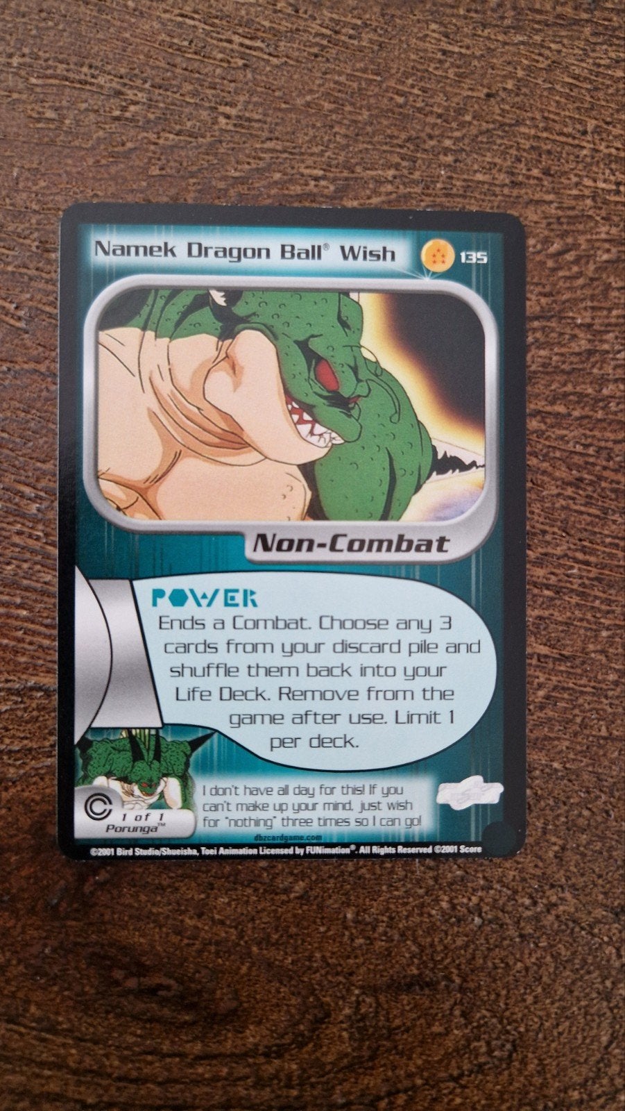 Namek Dragon Ball Z Wish - Porunga 135 1/1 2001 Original, Hobby en Vrije tijd, Verzamelkaartspellen | Overige, Ophalen of Verzenden