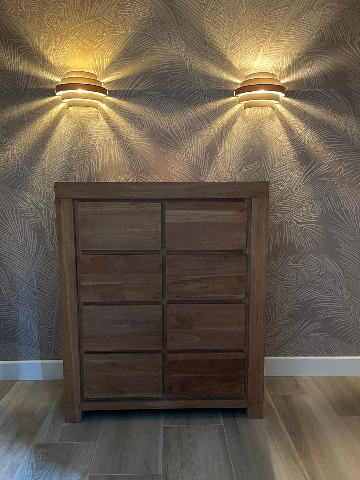 Te koop massief teak houten lade kast, Huis en Inrichting, Ophalen, 100 tot 150 cm, 5 laden of meer, Teakhout