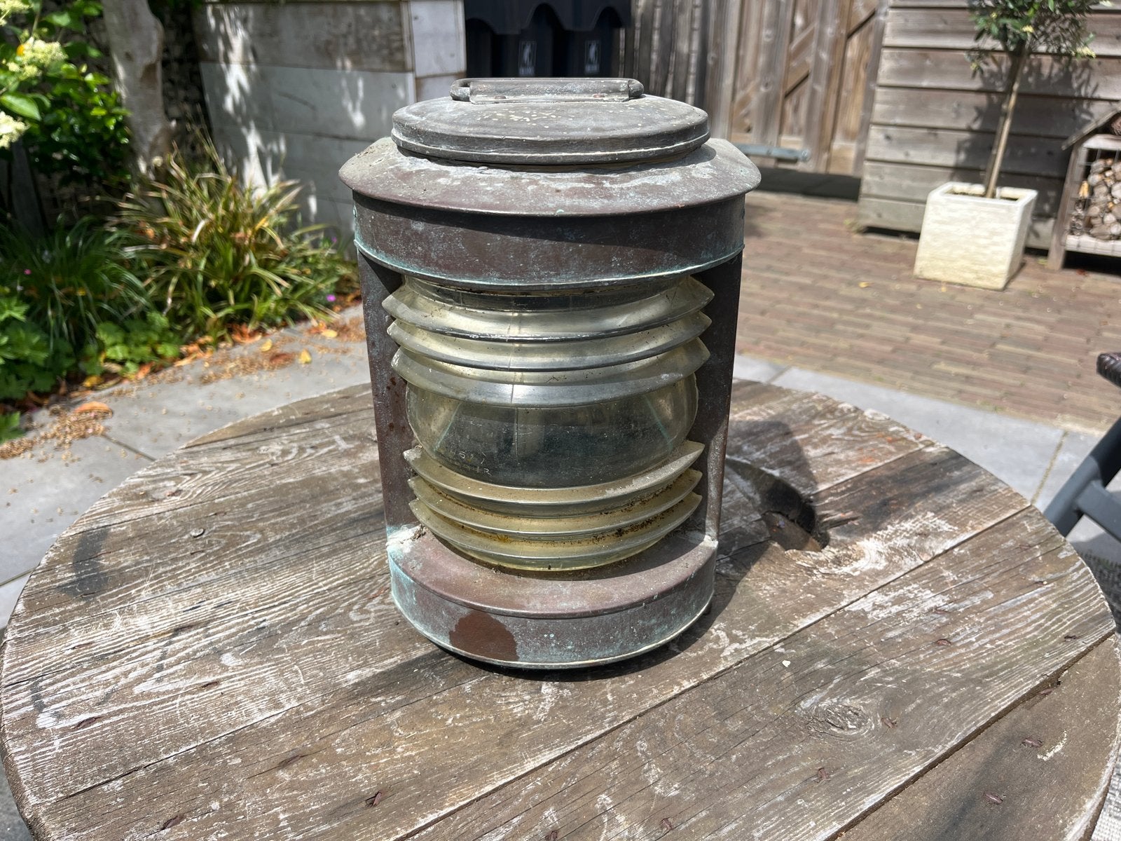 Antieke Koperen Scheepslamp / Navigatielamp, Ophalen