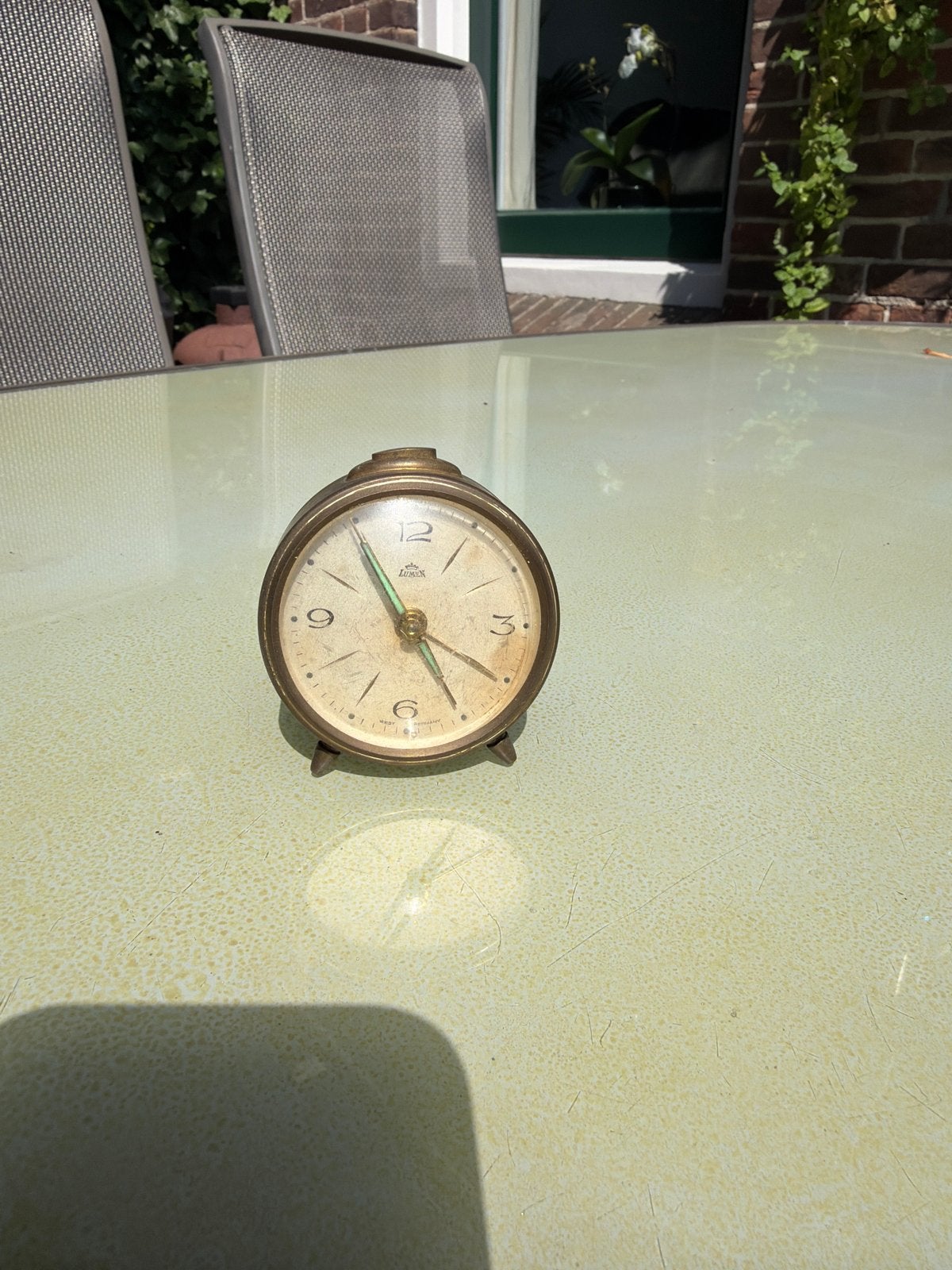 Vintage Lumen wekker - messing, Ophalen