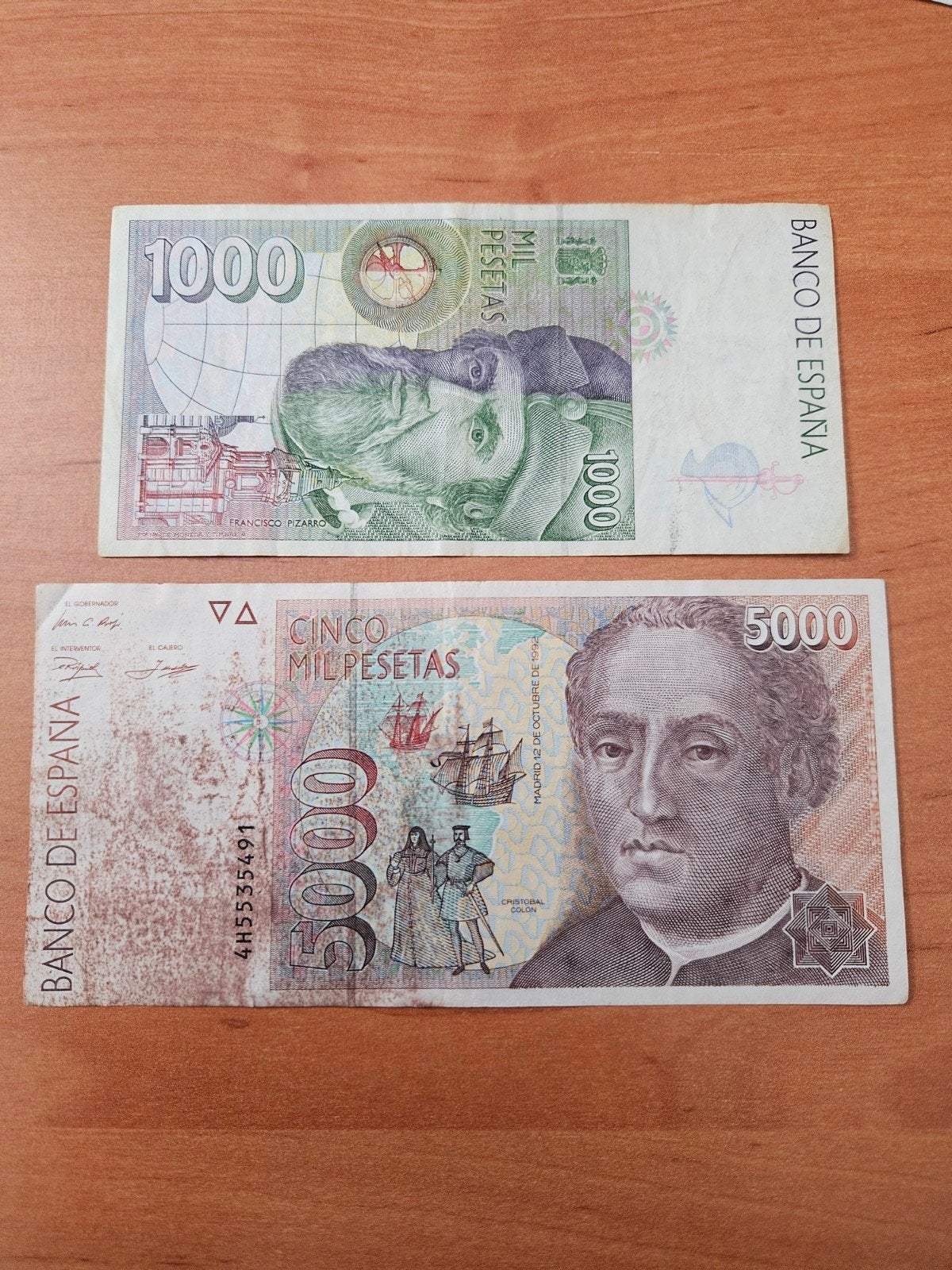 1000 en 5000 pesetas Spanje set 1992jaar, Postzegels en Munten, Ophalen of Verzenden, Overige landen, Setje