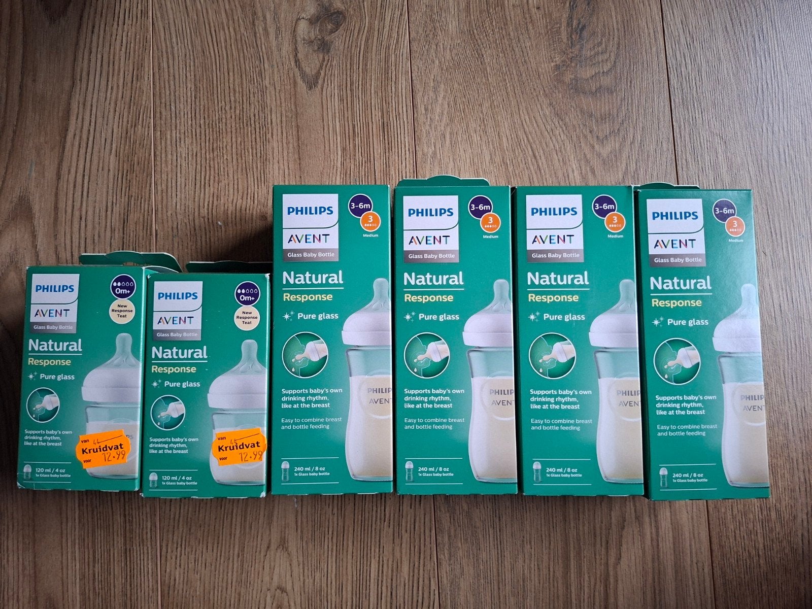 Philips Avent Natural Response glazen babyflessen (6 stuks), Ophalen of Verzenden, Nieuw, Babyfles, Philips Avent