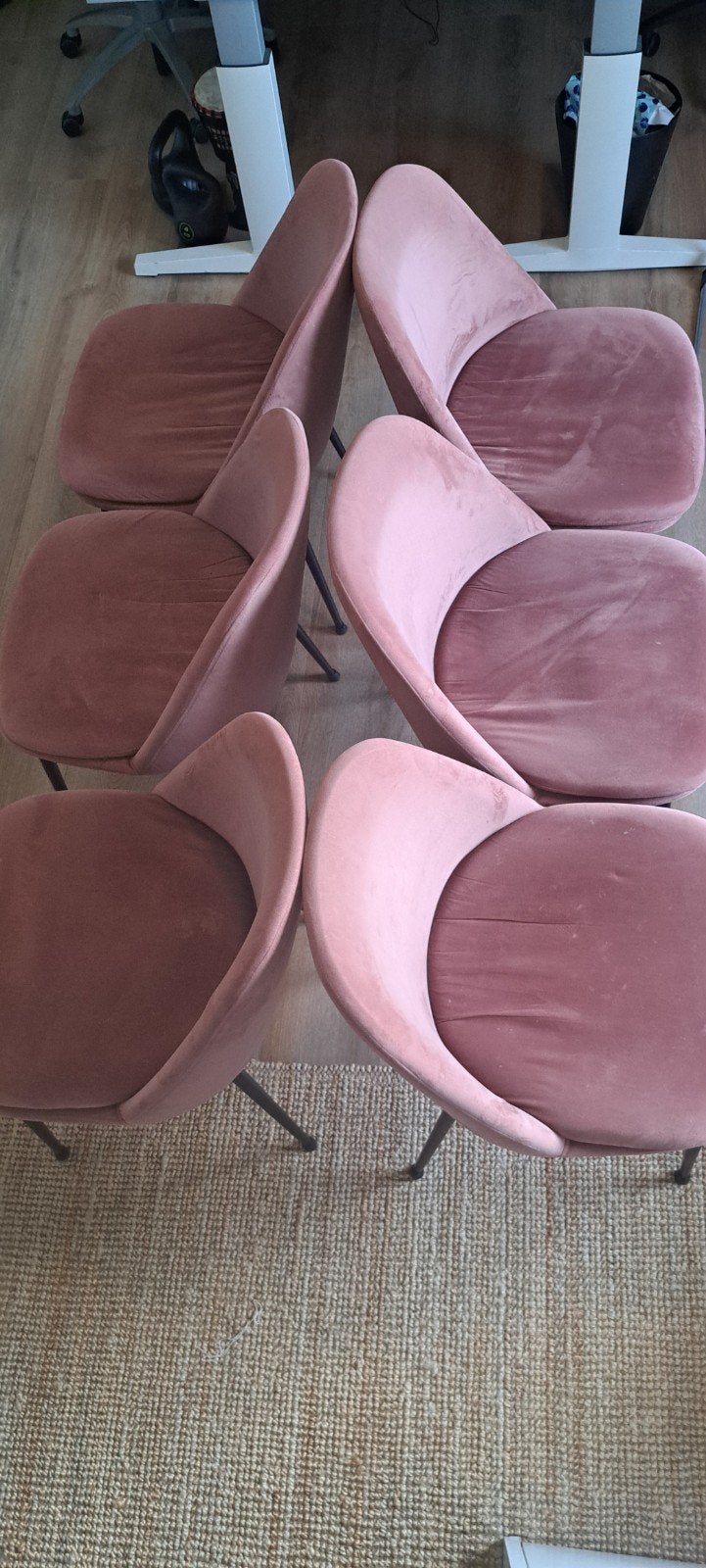 6 roze velvet stoelen van Karwei, Ophalen, Gebruikt, Overige kleuren, Modern, Elegant