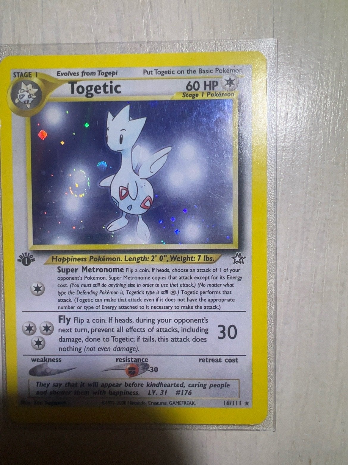 Togetic 16/111 Neo Genesis Pokémon Kaart - Foil / Swirl, Ophalen of Verzenden, Zo goed als nieuw, Losse kaart, Foil