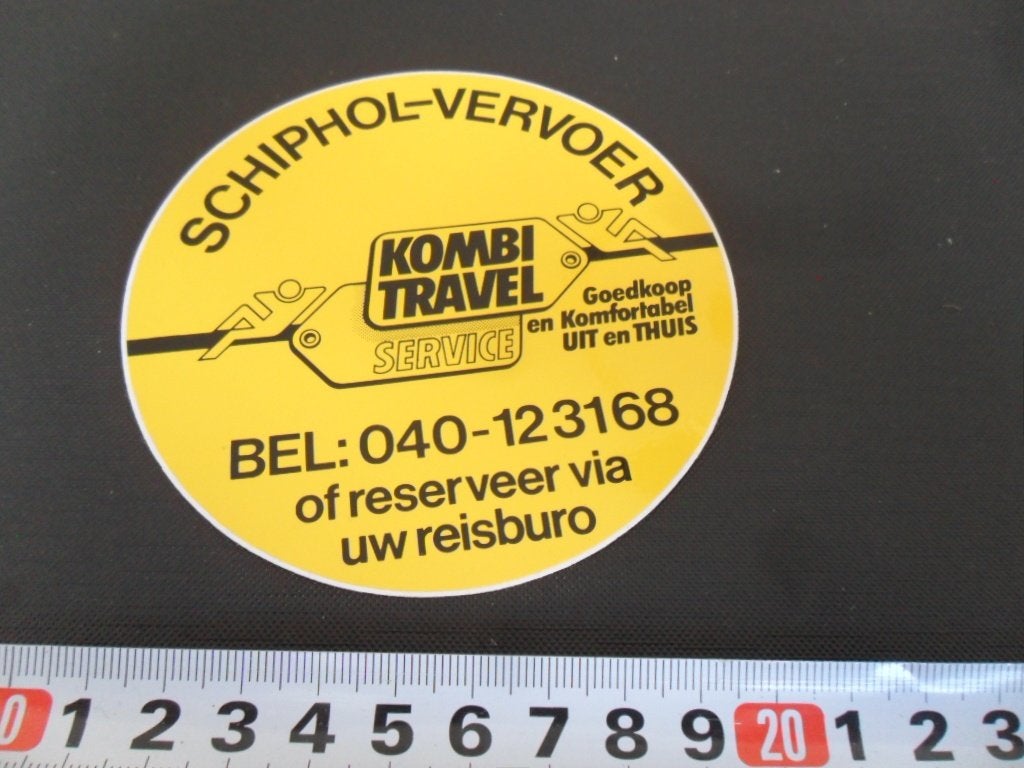 sticker EHV Schiphol - Vervoer Kombi Travel Service GQ192, Ophalen, Zo goed als nieuw