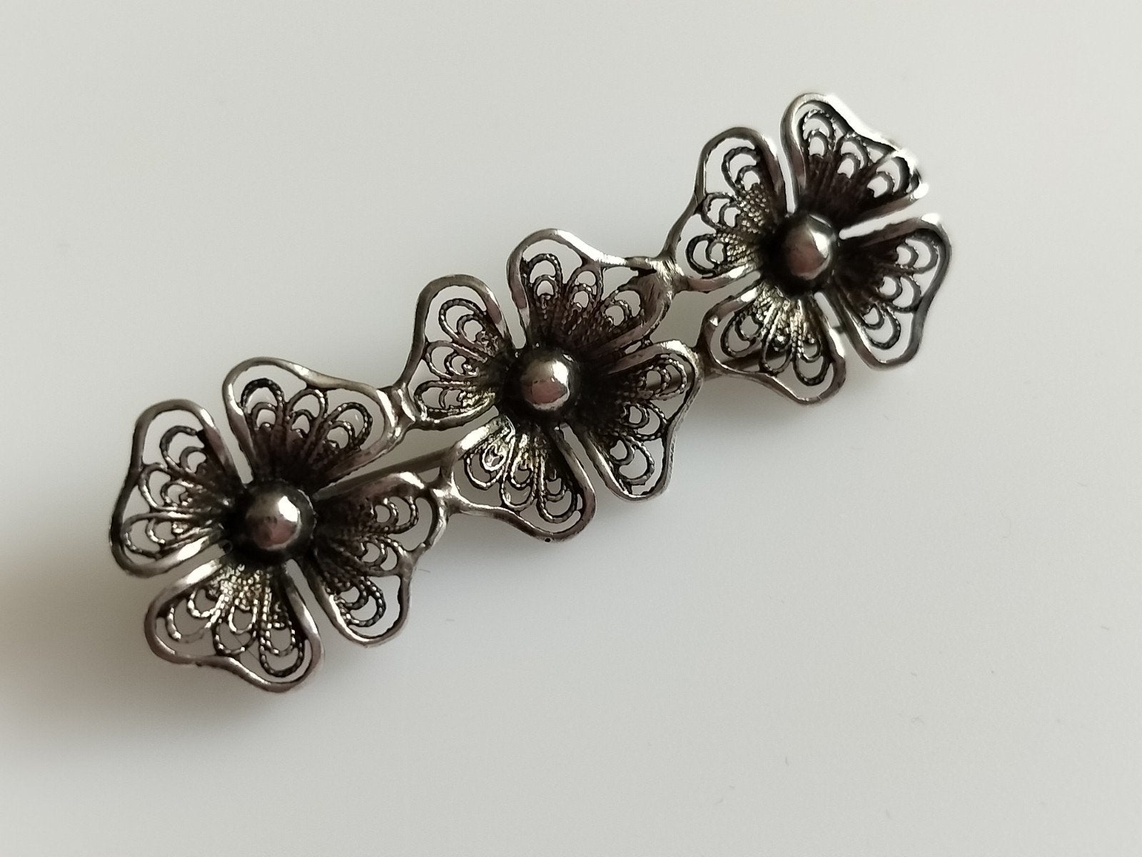 Prachtige Vintage Zilveren Filigrain Bloemenbroche (835 ), Verzenden, Zilver, Broche