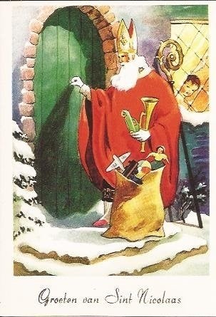 Daar is Sinterklaas prentbriefkaart [C9599], Ophalen of Verzenden, 1980 tot heden, Ongelopen, Overige thema's