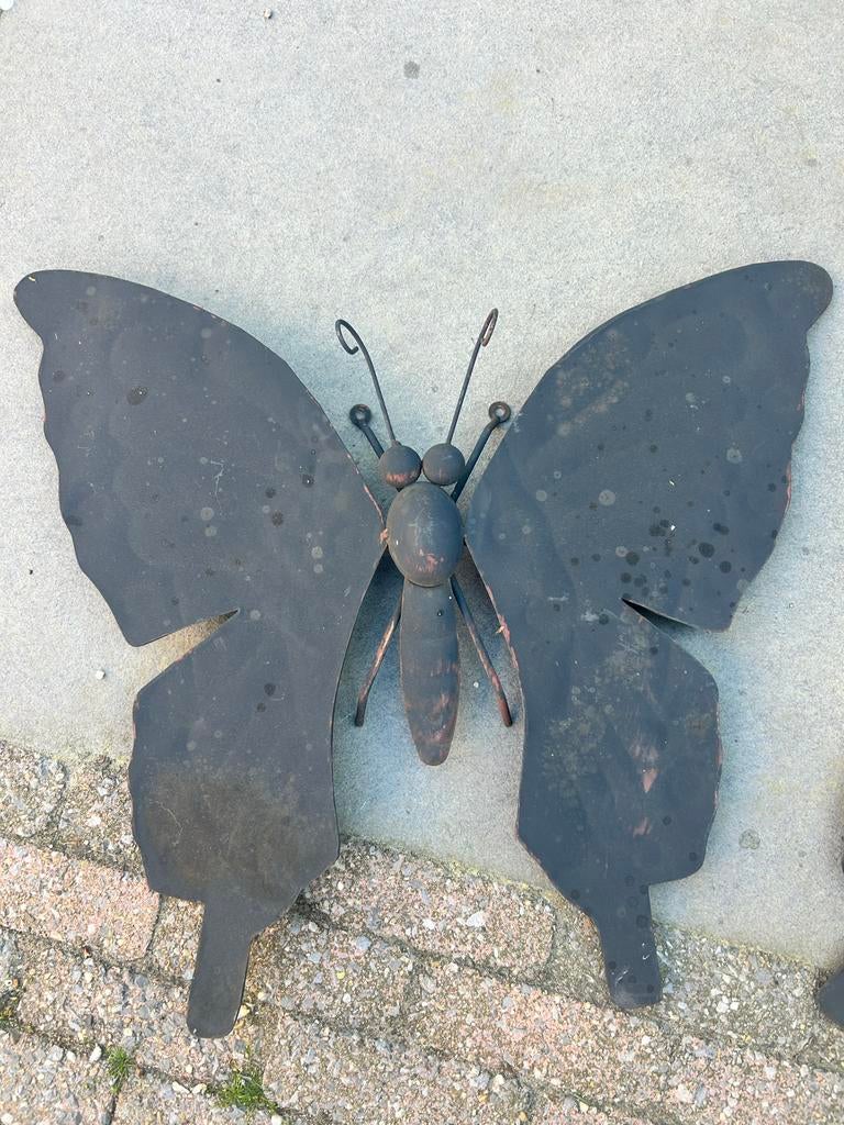 Metalen vlinder decoratie voor tuin of muur, Ophalen, Gebruikt, Metaal, Dierenbeeld
