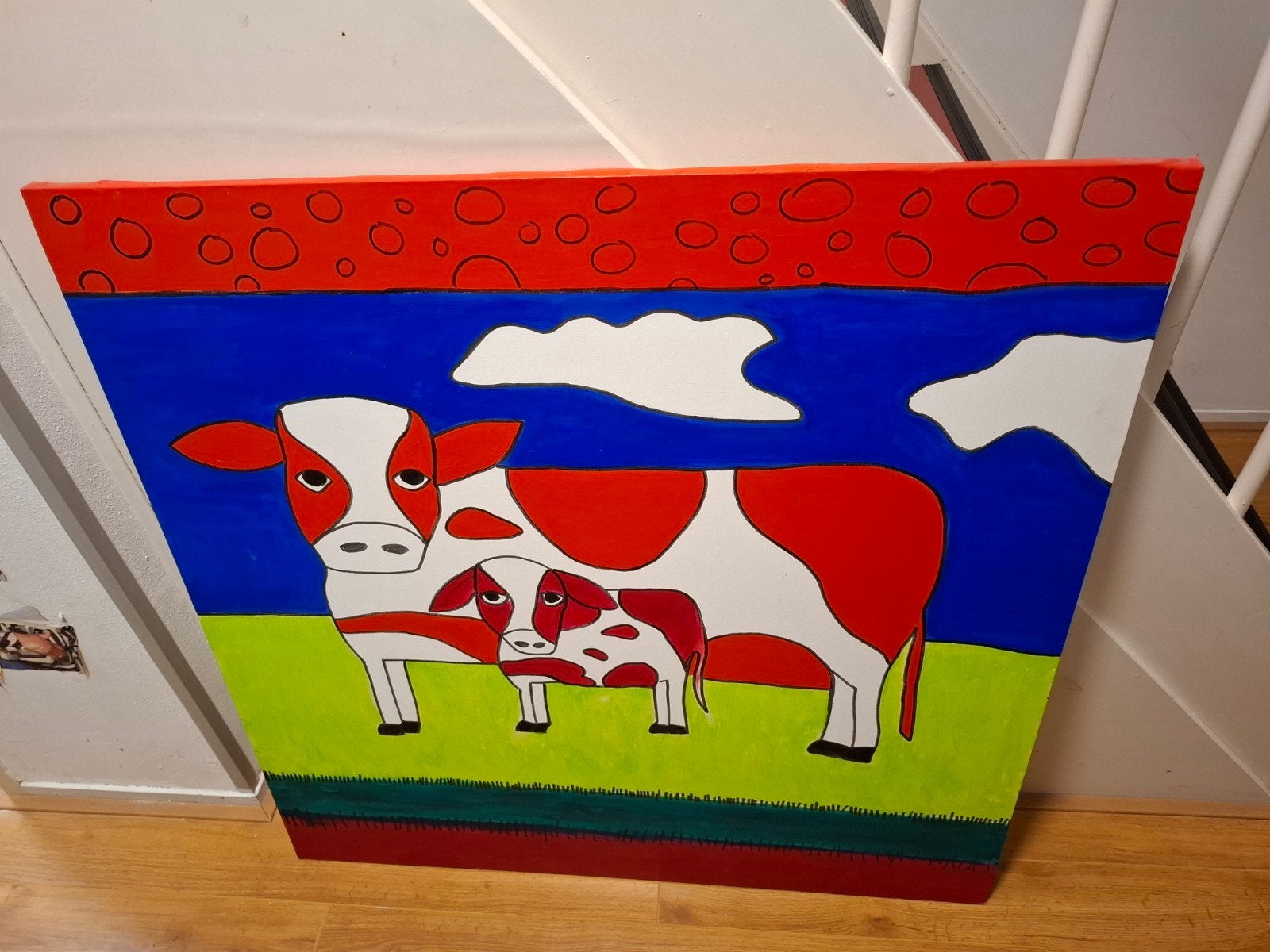 Koeien schilderij, Ophalen, Acrylverf, Hout, Dieren