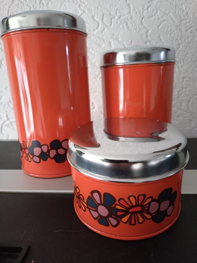 Vintage voorraad bussen., Verzamelen, Blikken, Ophalen of Verzenden, Gebruikt, Overige, Overige merken