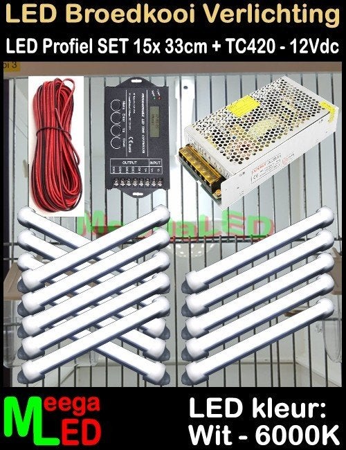 LED profiel TC420 SET 15x 33cm Broedkooi Kweekkooi, Ophalen of Verzenden, Nieuw, Aluminium, Broedkooi of Kweekkooi