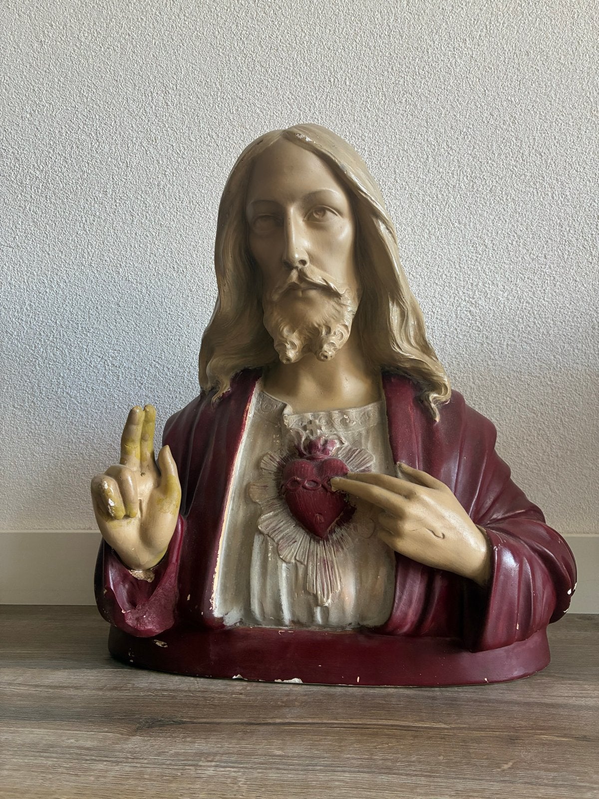 Vintage Heilig Hart Jezus beeld - Religieuze kunst, Antiek en Kunst, Ophalen