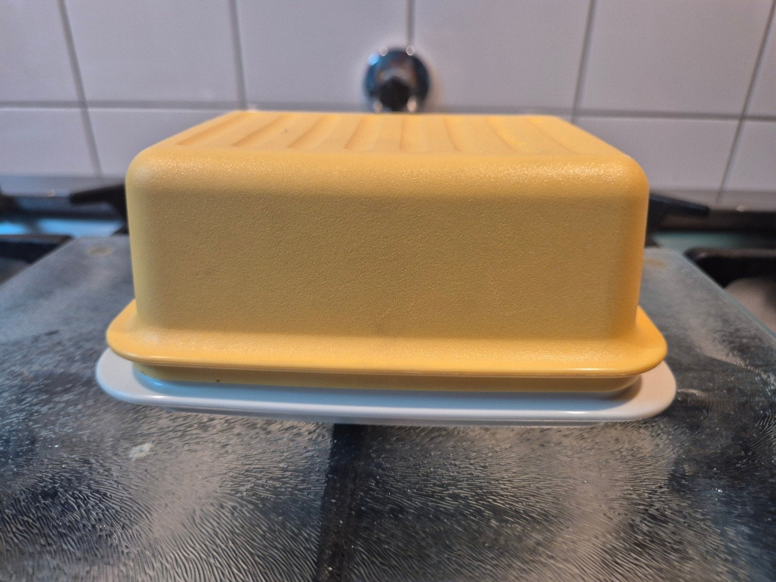Vintage Tupperware botervloot 'Pile ou Face'  jaren 8, Huis en Inrichting, Keuken | Tupperware, Ophalen, Gebruikt, Botervloot