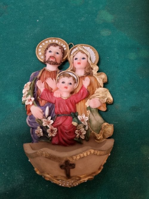 wijwaterbakje met maria josef en jezus, Ophalen of Verzenden
