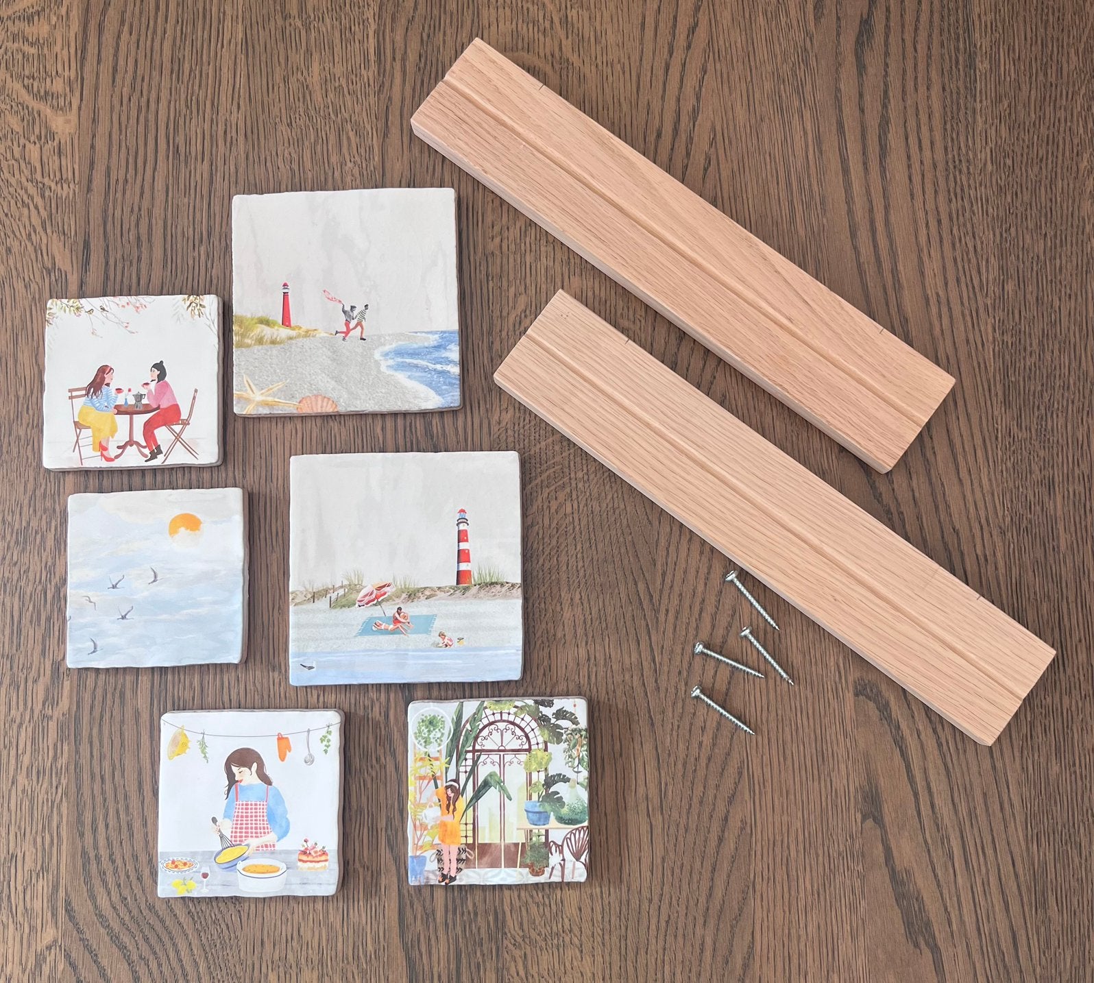 Set van 6 Storytiles tegeltjes + 2 Storytiles wandhouders, Ophalen of Verzenden, Zo goed als nieuw
