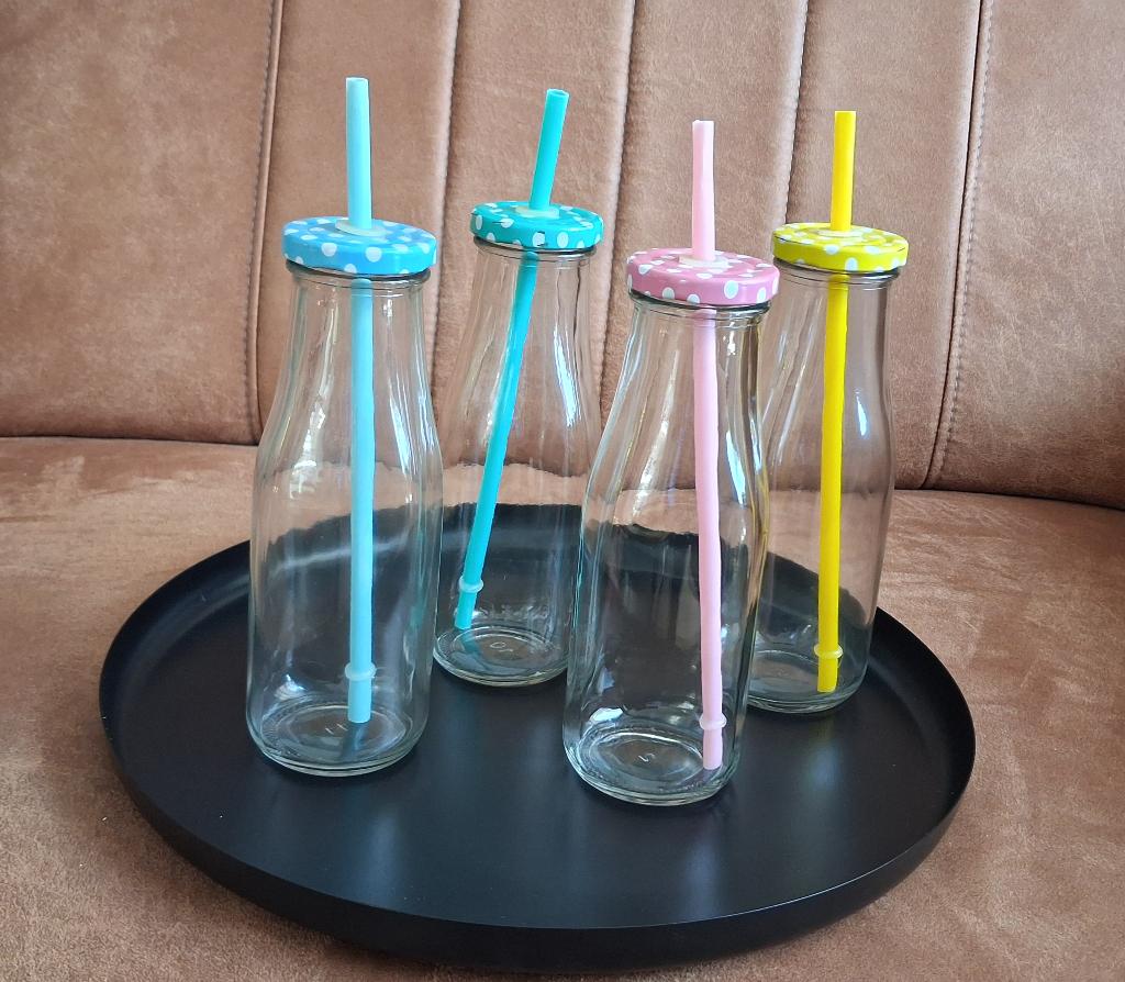 Zomerse drinkflesjes, Glas of Glazen, Gebruikt, Ophalen of Verzenden, Glas