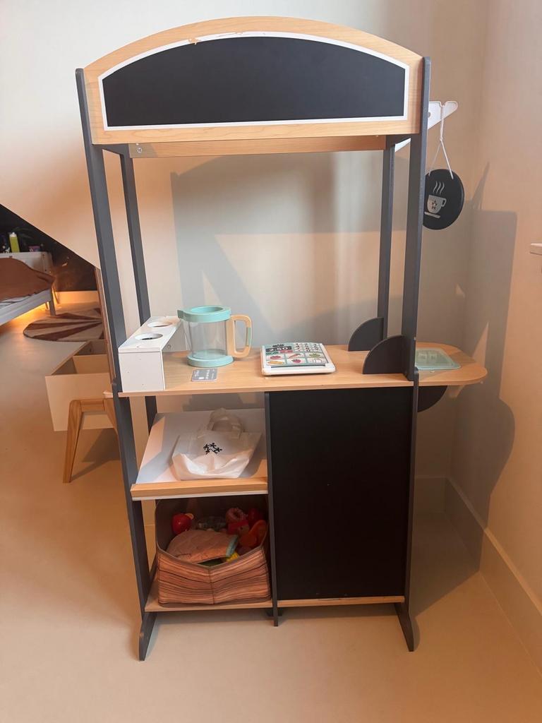 Houten Speelgoed Winkel/Koffiebar met Accessoires, Ophalen, Speelgoed, Meubelstuk of Keukentje, Speelgoed