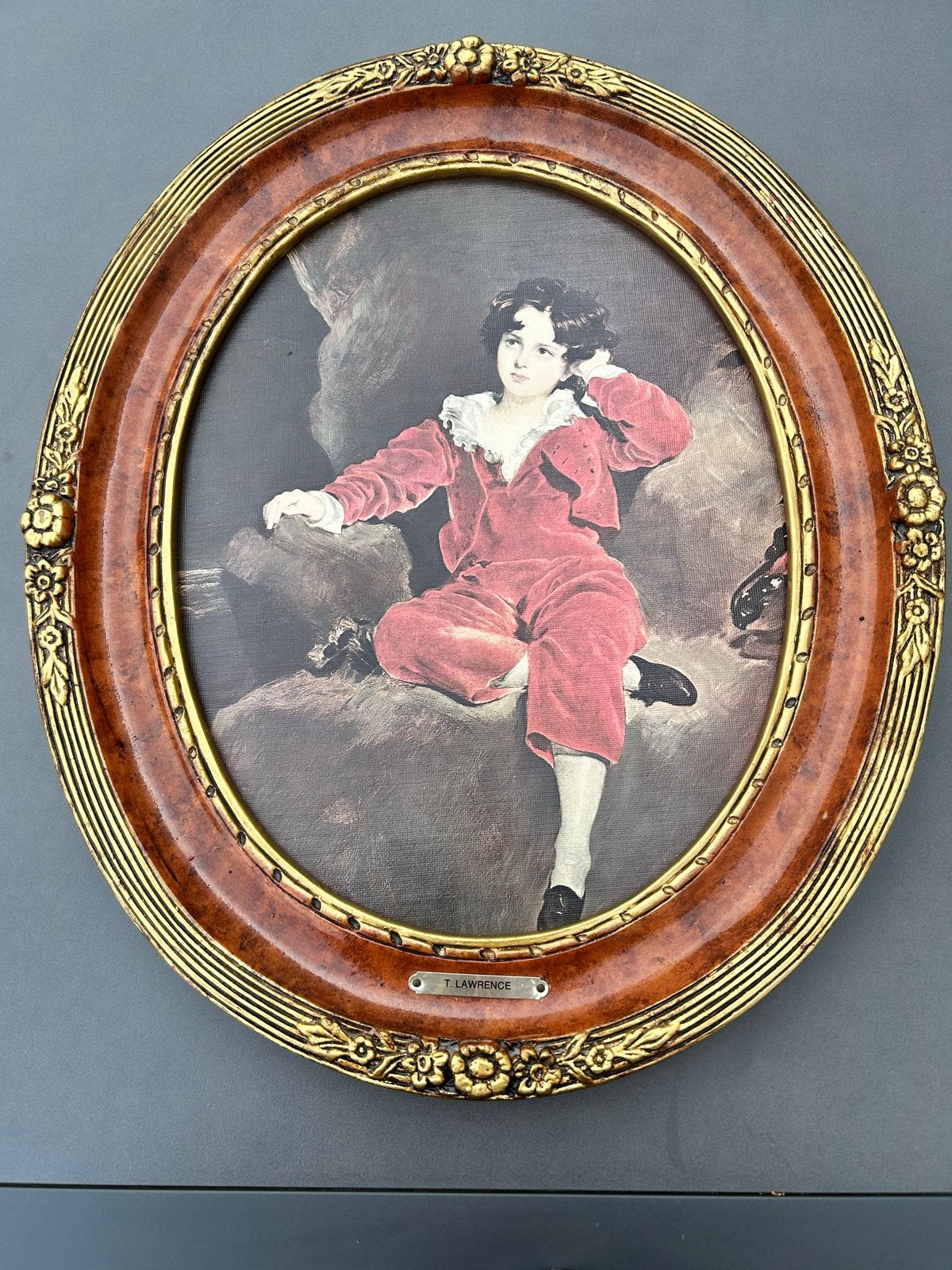 Ovale reproductie "The Red Boy" van Sir Thomas Lawrence, Antiek en Kunst, Ophalen
