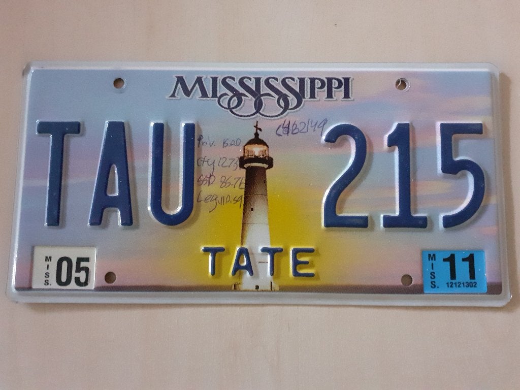 Kentekenplaat Mississippi usa., Ophalen of Verzenden, Gebruikt, Auto's