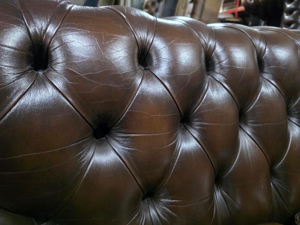 Chesterfield Springvale 2 zit bank bruin leer + BEZORGING, Ophalen of Verzenden