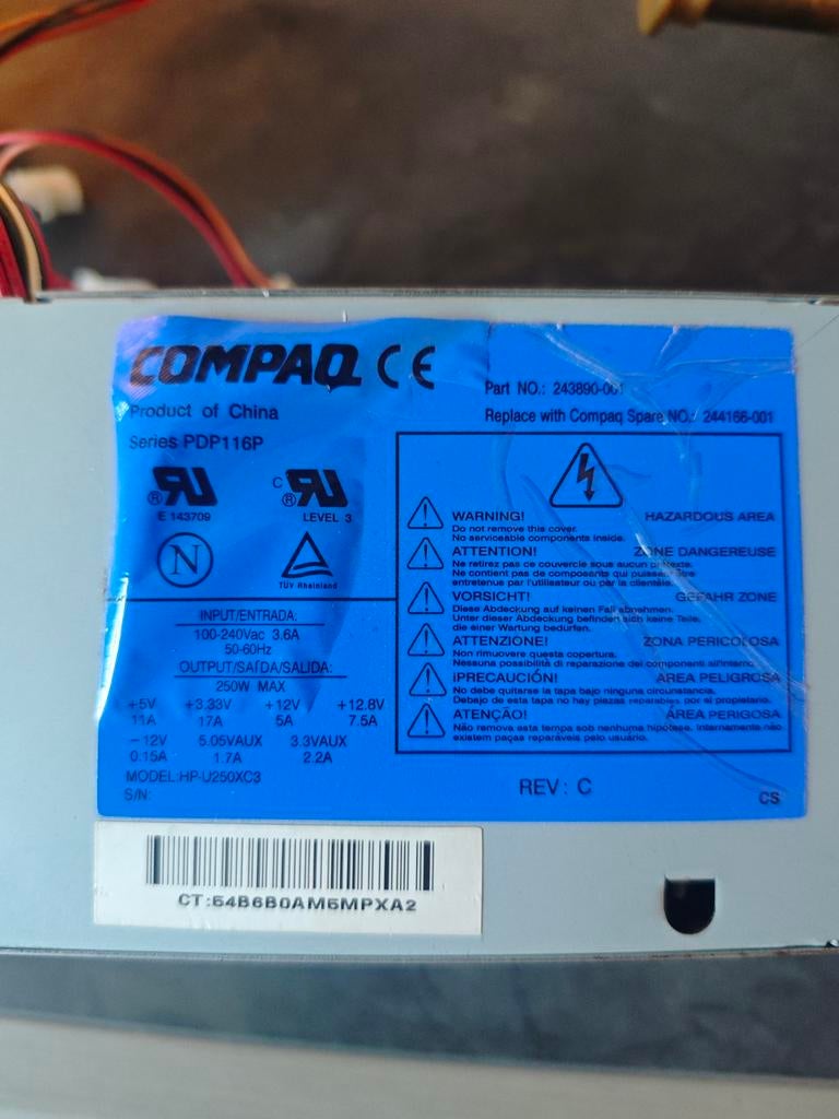 Compaq PDP116P 250W Voeding (PSU), Ophalen of Verzenden