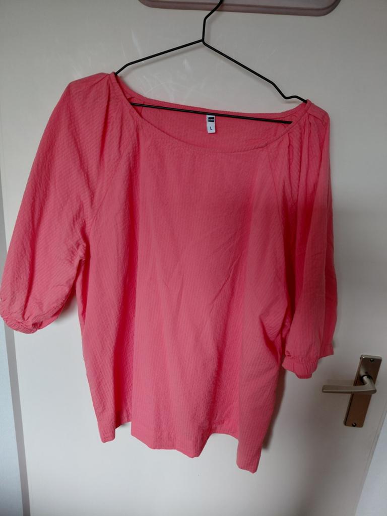 Zalmroze wijde blouse., Kleding | Dames, Blouses en Tunieken, Ophalen of Verzenden, Zo goed als nieuw, Roze