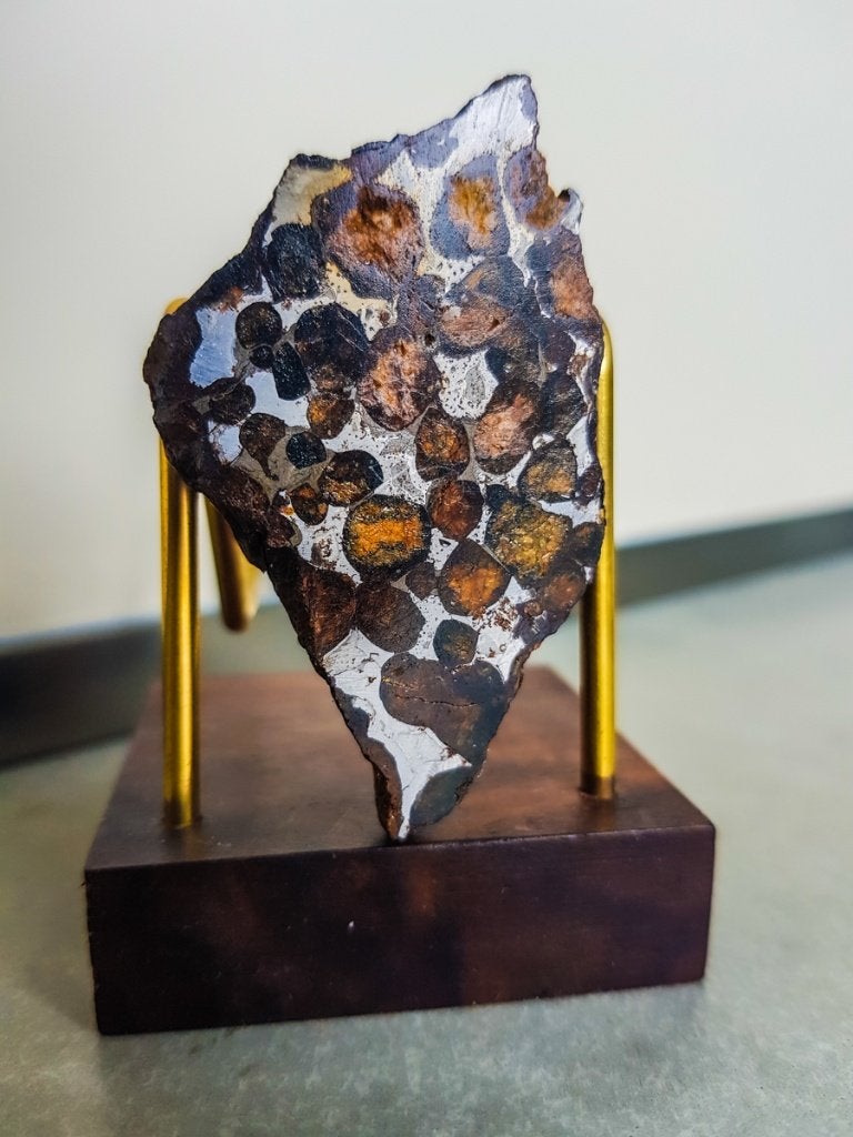 pallasiet meteoriet endcut, Verzamelen, Mineralen en Fossielen, Ophalen of Verzenden