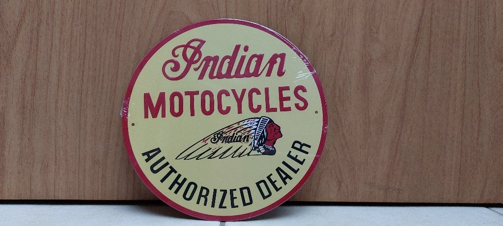 reclamebord in reliëf Indian Motocycles + boekje, Ophalen of Verzenden, Nieuw, Auto's