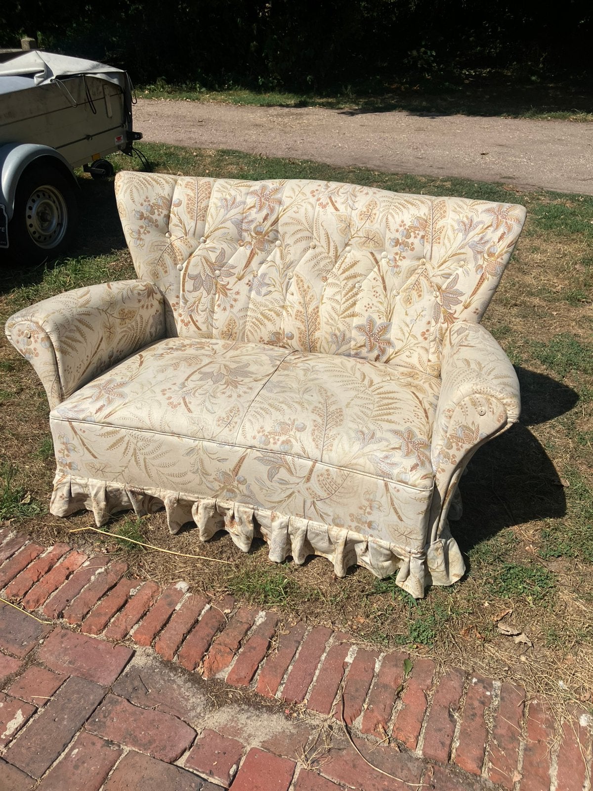 Vintage Bloemenbankje Jaren 50, Ophalen, Zo goed als nieuw, Eenpersoons, Minder dan 150 cm