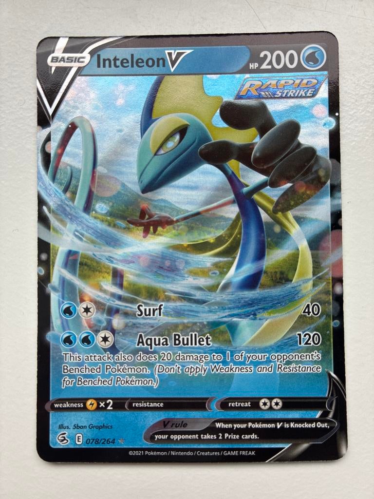 Inteleon V Pokémon Kaart (Rapid Strike) 078/264, Ophalen of Verzenden, Zo goed als nieuw, Losse kaart
