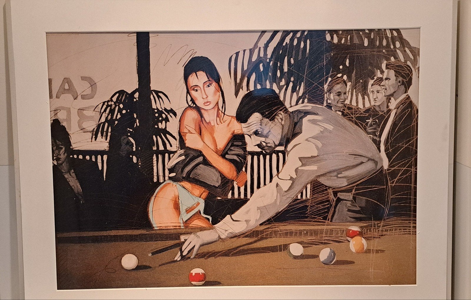Nico Vrielink - Meisje in bikini bij Poolbiljart, Antiek en Kunst, Kunst | Schilderijen | Klassiek, Ophalen of Verzenden